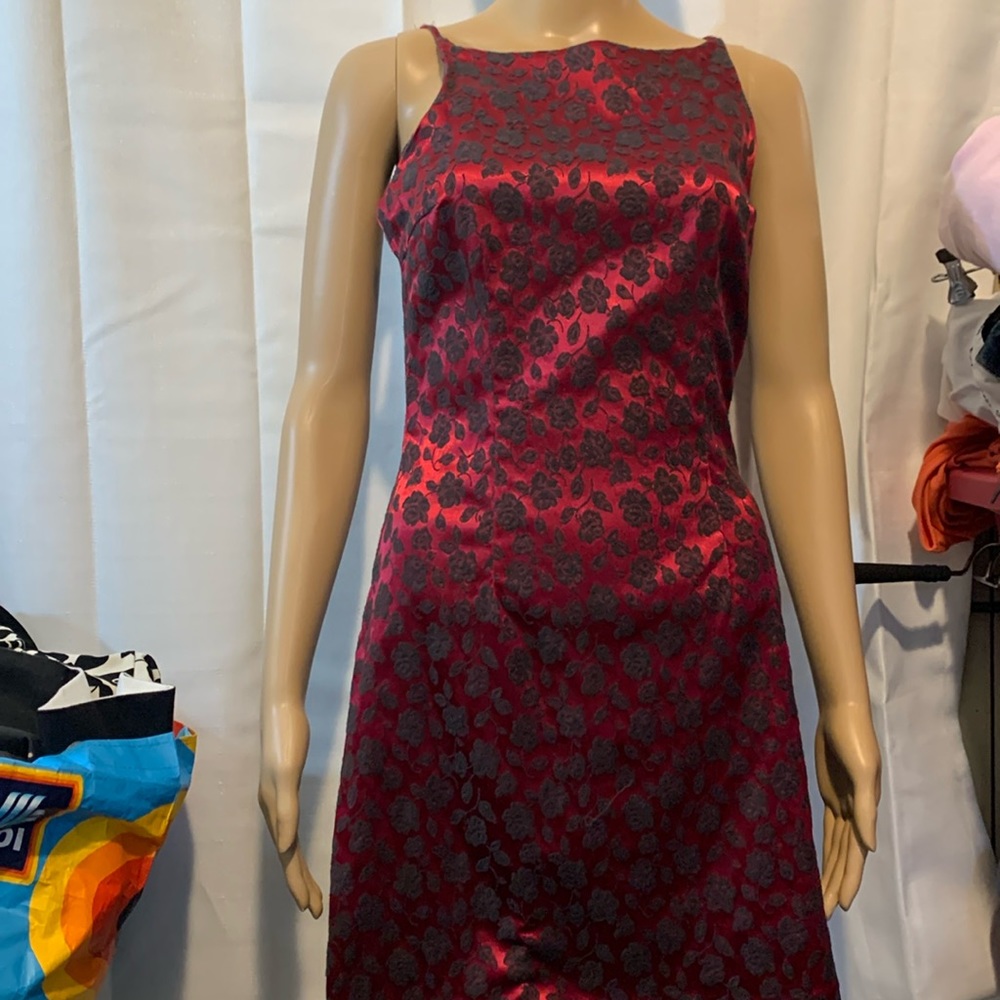 my michelle Red Evening Dress!Romantic,Glamour, Floral,Goth? Knee Length,36 Bust